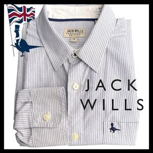 Jack Wills Blue/White Striped Fine Cotton Chest Pocket Button Up Shirt (M)
